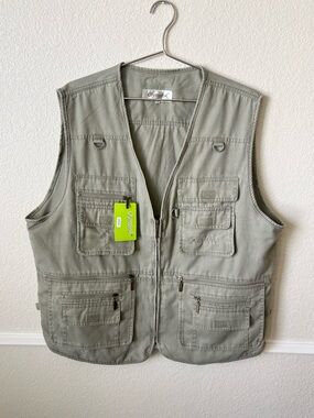 OLYMPINA Outdoor Fly Fishing Vest Multi-Cargo Pocket Utility Safari Gorpcore XXL